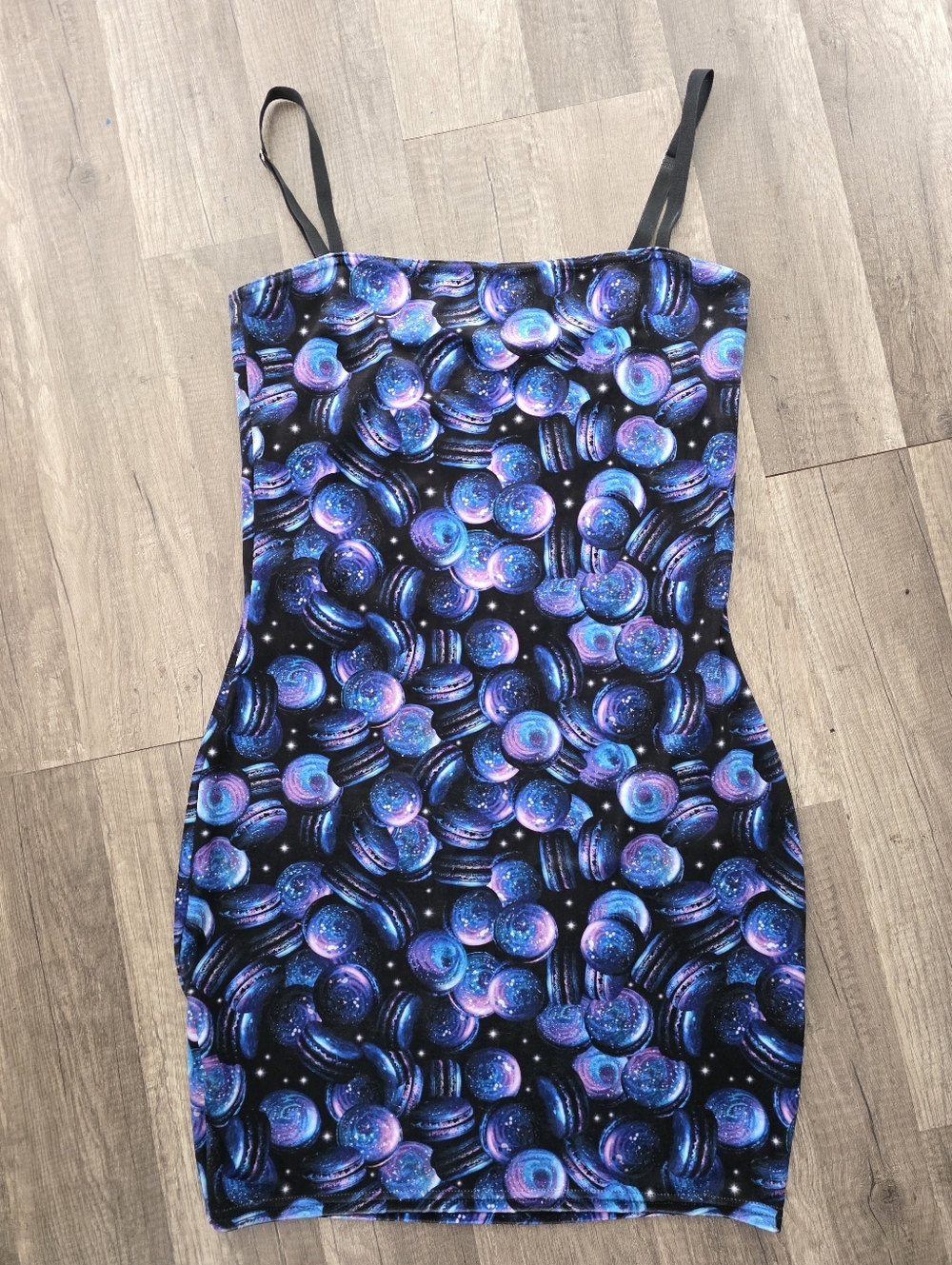 BLACKMILK SPACE MACAROONS Galaxy kawaii VELVET Mini Dress Purple/Blue M - Picture 5 of 10